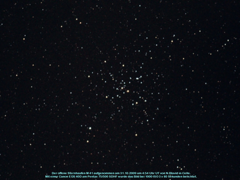 Messier 41 - offener Sternhaufen im Großen Hund (Canis Major)