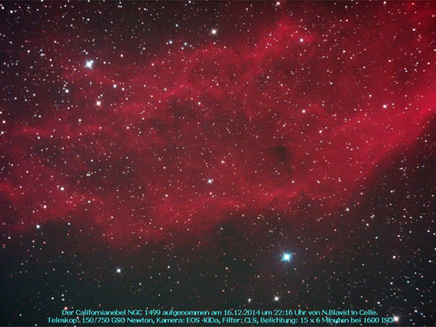 Der Californianebel - ein Emissionsnebel im Perseus