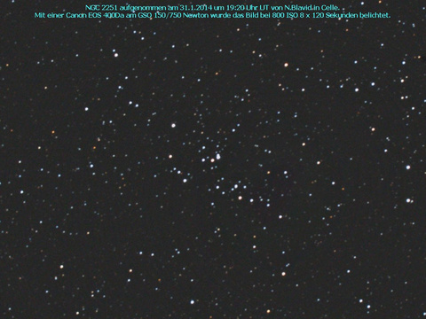 NGC 2251 - ein offener Sternhaufen im Einhorn (Monoceros)