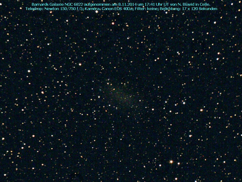 NGC 6822 - eine elliptische Zwerggalaxie im Schützen (Sagittarius)