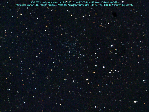 NGC 2324 - ein offener Sternhaufen im Einhorn (Monoceros)