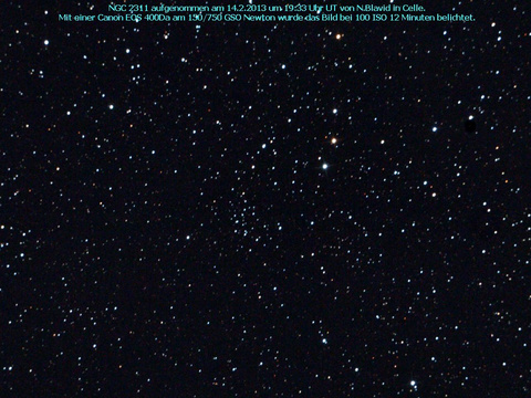 NGC 2311 - ein offener Sternhaufen im Einhorn (Monoceros)