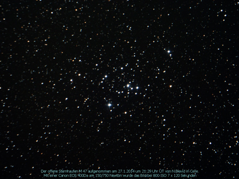 Messier 47 - offener Sternhaufen im Achterdeck (Puppis)