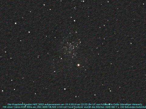 NGC 5053 - ein Kugelsternhaufen im Haar der Berenike (Coma Berenices)