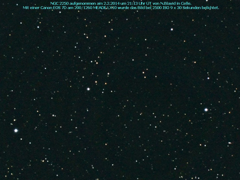 NGC 2250 - ein offener Sternhaufen im Einhorn (Monoceros)