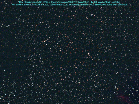 NGC 6996 - ein offener Sternhaufen im Schwan (Cygnus)