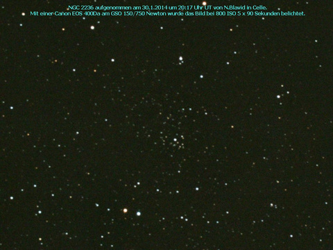 NGC 2236 - ein offener Sternhaufen im Einhorn (Monoceros)