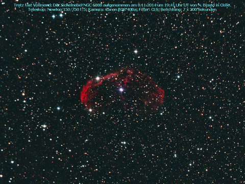 Der Crescentnebel - ein Emissionsnebel (Wolf-Rayet-Nebel) im Schwan (Cygnus)